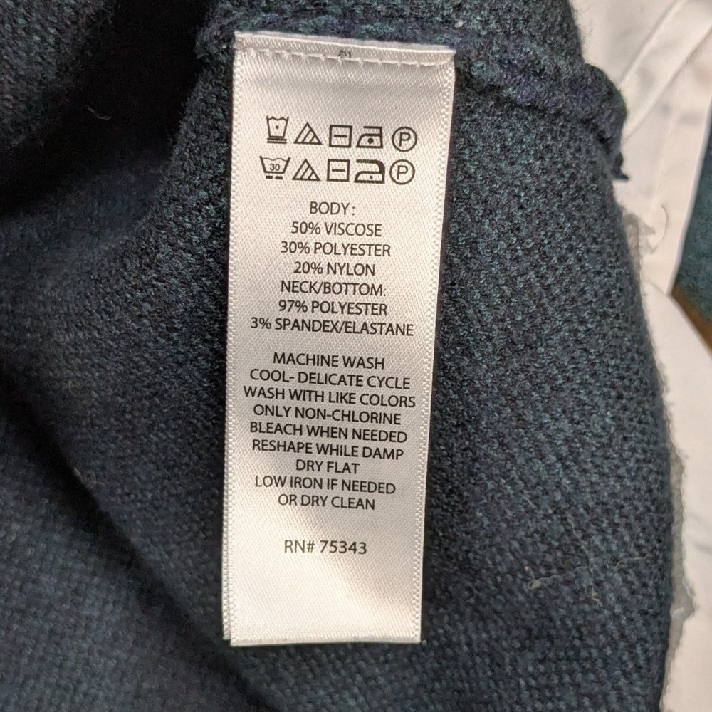 Tahari Women Preppy Academia Old Money Blue Green Plaid Layered Sweater Large - Picture 5 of 8